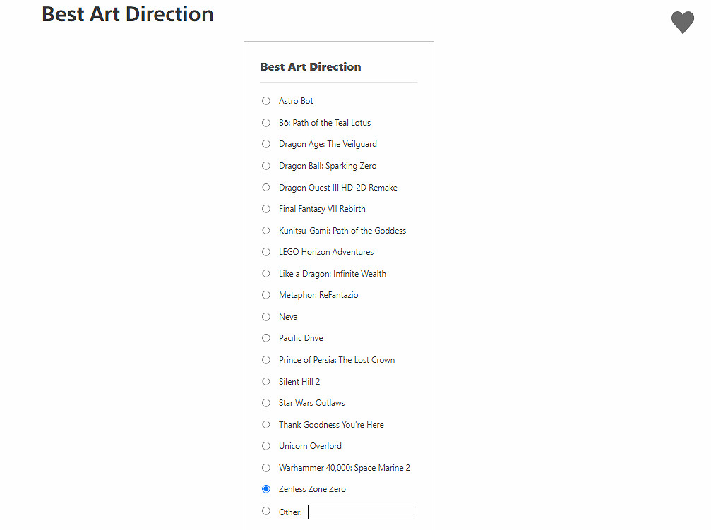 索尼PS發起年度最佳遊戲投票：《黑神話》獲兩項提名