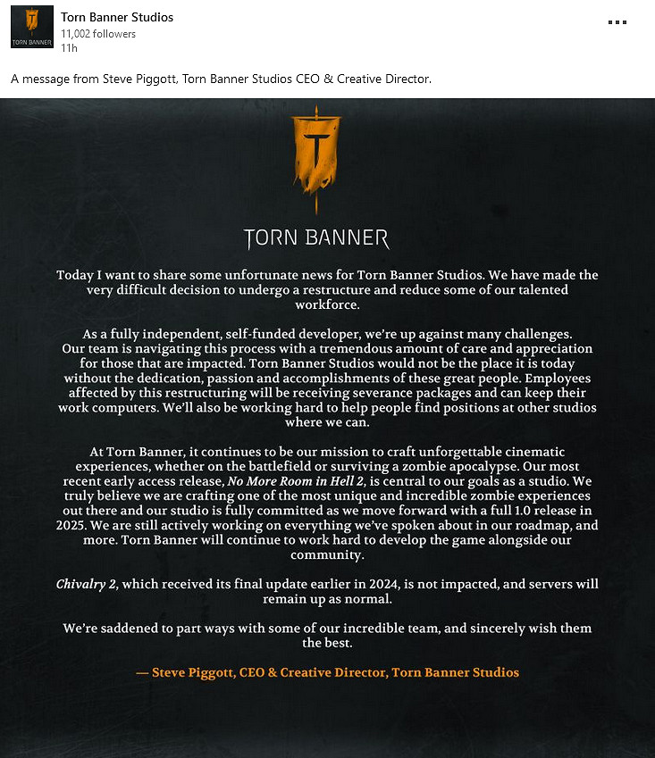 《地獄已滿2》開發商宣布進行裁員!遊戲表現太過糟糕 《地獄已滿2》開發商宣布進行裁員!遊戲表現太過糟糕