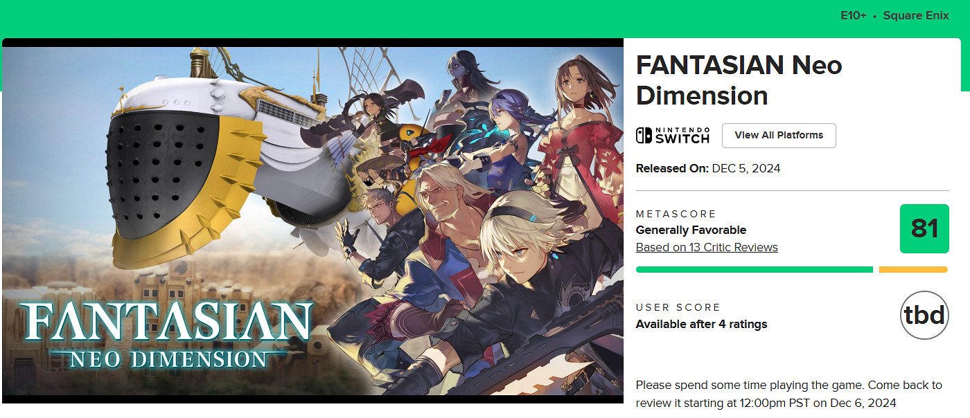 《幻想：新維度》M站 80分：一款回歸JRPG起源的遊戲