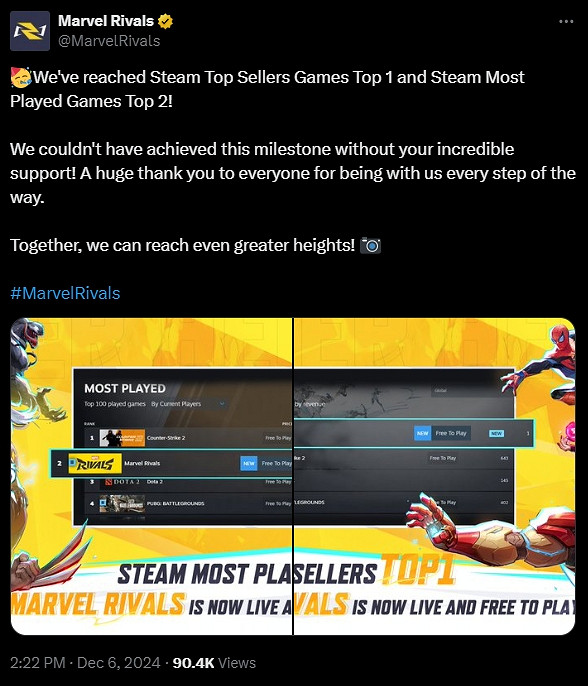 《漫威爭鋒》登頂Steam遊戲暢銷榜!熱門遊戲榜第二 《漫威爭鋒》登頂Steam遊戲暢銷榜!熱門遊戲榜第二