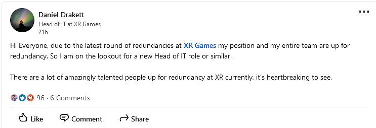 《殺手3 VR》開發商XR Games通知大量員工將來有可能被裁