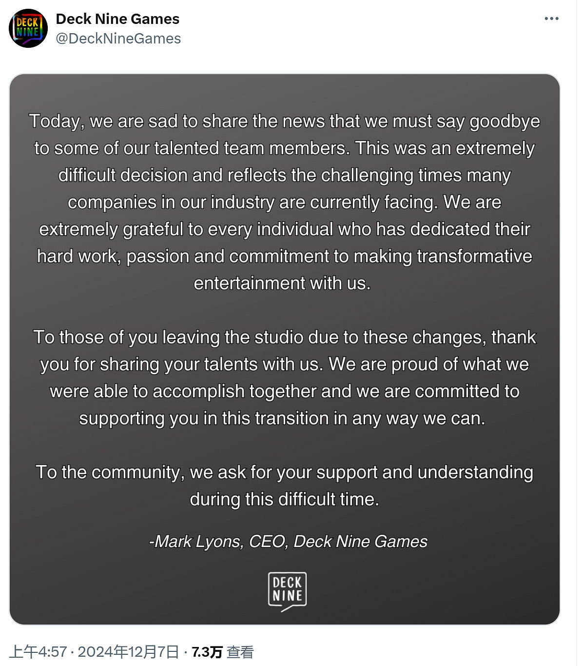 《奇異人生》開發商宣布第三次裁員:公司處境艱難! 《奇異人生》開發商宣布第三次裁員:公司處境艱難!