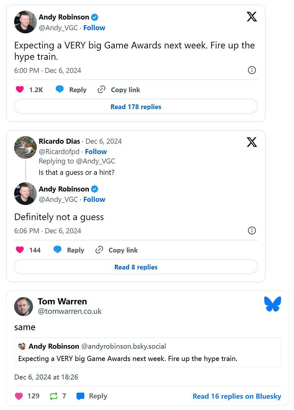 網傳:遊戲大獎TGA2024將公布“重磅”消息 網傳:遊戲大獎TGA2024將公布“重磅”消息