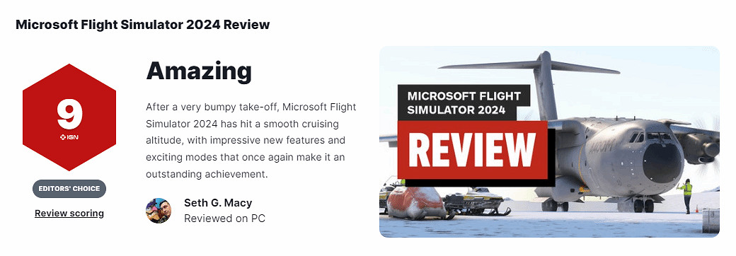 《微軟模擬飛行2024》獲IGN 9分 新功能和模式很驚豔 《微軟模擬飛行2024》獲IGN 9分 新功能和模式很驚豔