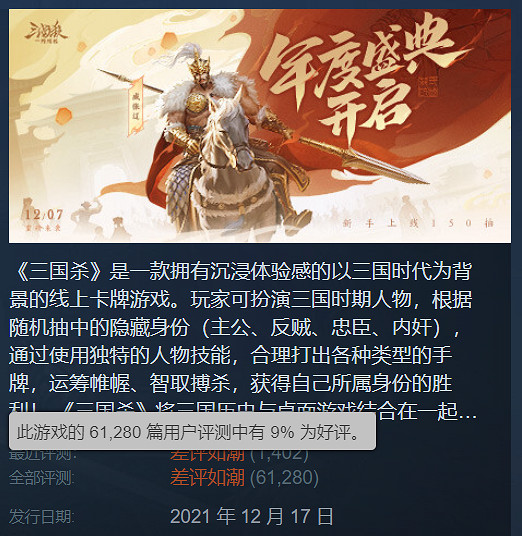 《FC 25》試玩版Steam好評率6%:成功超越《三國殺》 《FC 25》試玩版Steam好評率6%:成功超越《三國殺》
