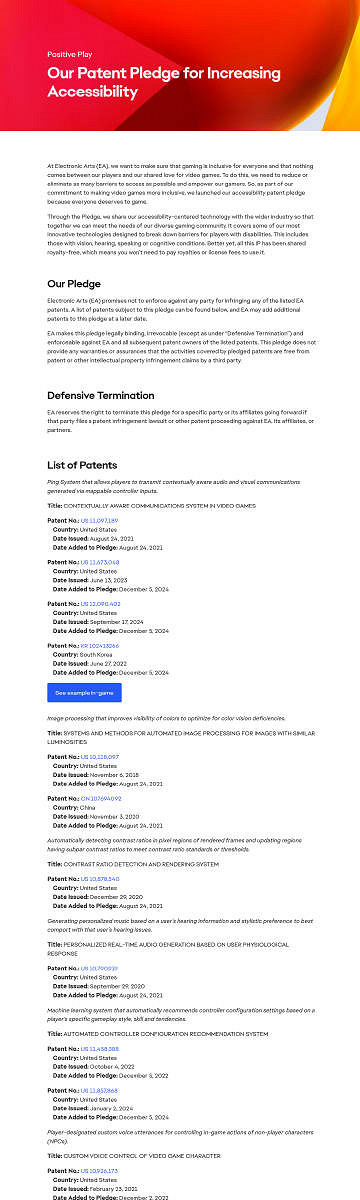 EA免費專利擴大至38項 承諾將免費提供給所有人使用 EA免費專利擴大至38項 承諾將免費提供給所有人使用