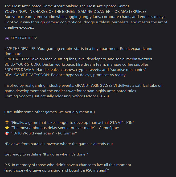 《GTA6》已上架PS商店?高仿版遊戲頁面實在讓人難繃 《GTA6》已上架PS商店?高仿版遊戲頁面實在讓人難繃