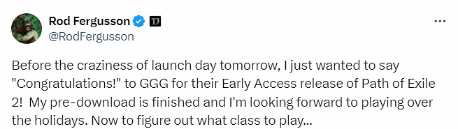 《暗黑4》總經理祝賀《流亡黯道2》:期待在假期暢玩! 《暗黑4》總經理祝賀《流亡黯道2》:期待在假期暢玩!