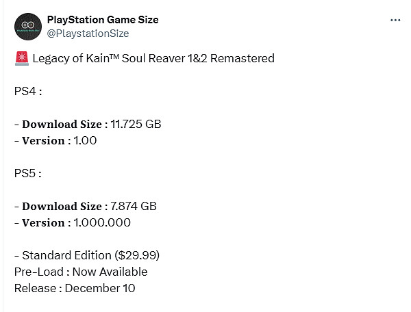 《凱恩的遺產1&2 重製版》PS版大小曝光!已開啟預載 《凱恩的遺產1&2 重製版》PS版大小曝光!已開啟預載