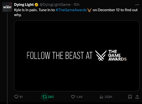 期待滿滿!《垂死之光:困獸》確認亮相TGA頒獎典禮 期待滿滿!《垂死之光:困獸》確認亮相TGA頒獎典禮