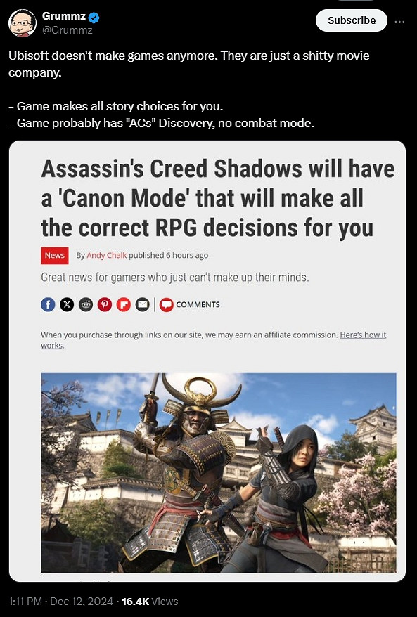 Grummz問育碧今年感覺怎麽樣？網友:就要沒有工作了