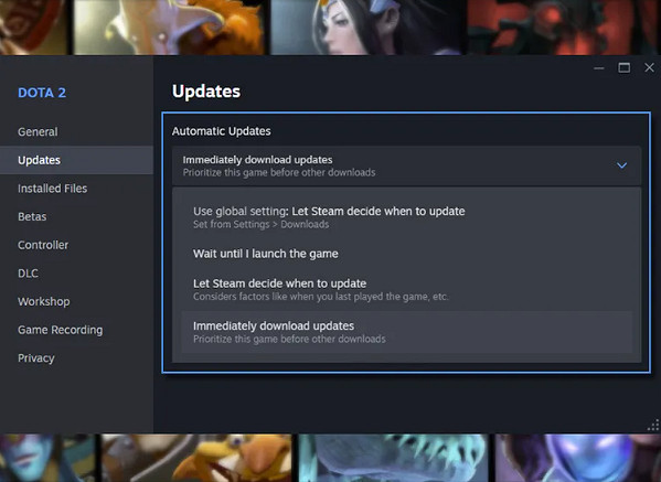 Steam添加了新的默認選項 在遊戲啟動前可以暫停更新