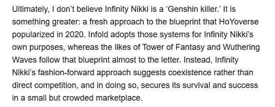 外媒稱讚《無限暖暖》：遊戲也可以兼具深度和樂趣！