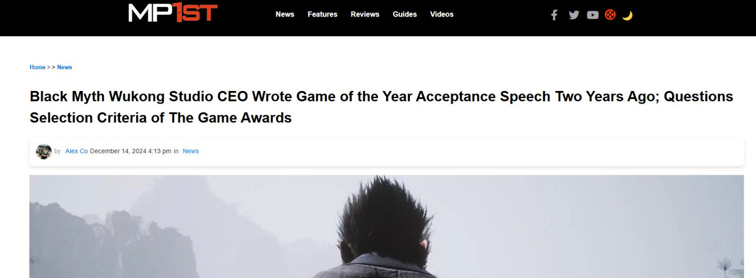 外媒報導馮驥TGA小作文 稱其“批評/懷疑”TGA大獎 外媒報導馮驥TGA小作文 稱其“批評/懷疑”TGA大獎