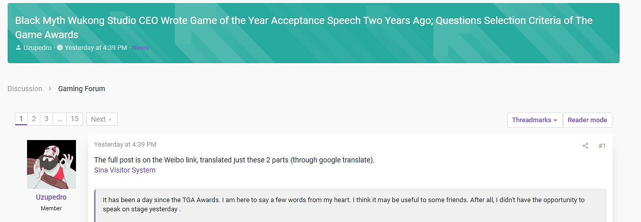 外媒報導馮驥TGA小作文 稱其“批評/懷疑”TGA大獎 外媒報導馮驥TGA小作文 稱其“批評/懷疑”TGA大獎