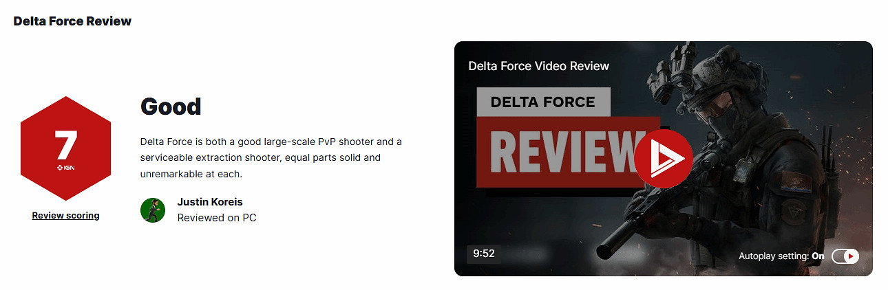 《三角洲行動》獲IGN 7分 不好也不壞的中庸之作! 《三角洲行動》獲IGN 7分 不好也不壞的中庸之作!