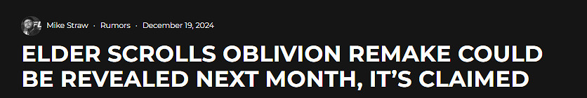 曝《上古卷軸4》重製版即將公布!明年亮相Xbox發布會 曝《上古卷軸4》重製版即將公布!明年亮相Xbox發布會