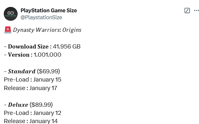 早報：《真三無雙起源》PS5版容量 Steam周銷榜