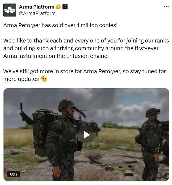 《武裝突襲Reforger》銷量突破100萬 更多內容準備中 《武裝突襲Reforger》銷量突破100萬 更多內容準備中