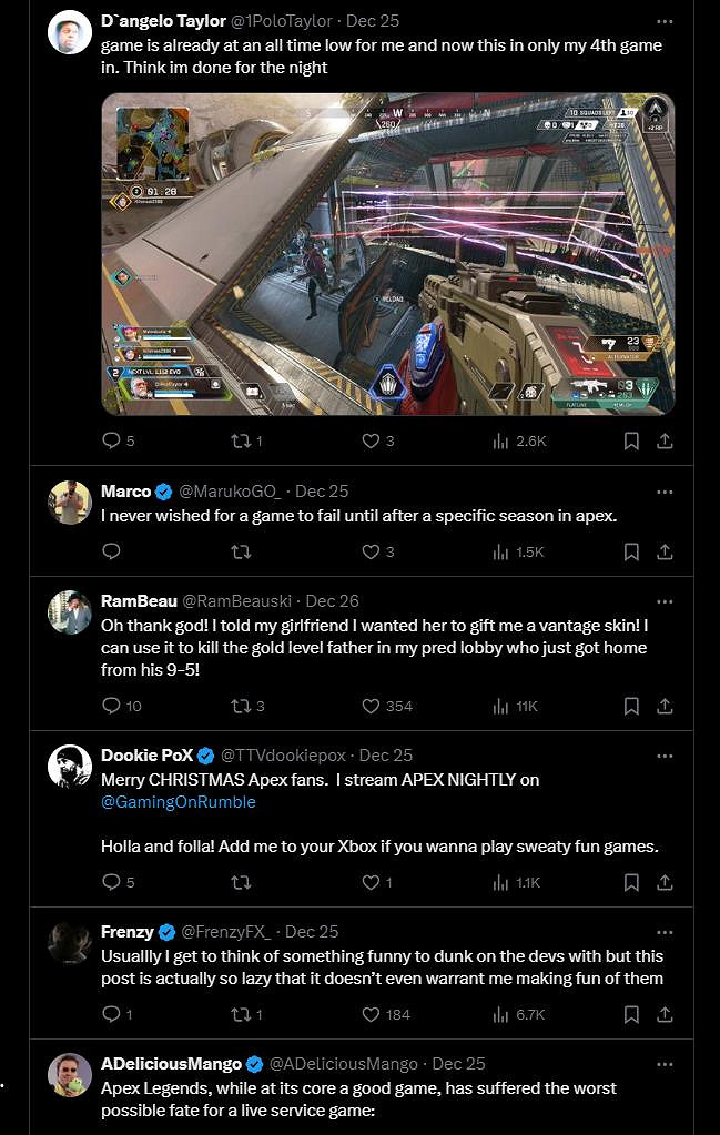 缺乏新內容引不滿 《Apex英雄》聖誕節期間日活最低不足4萬人 缺乏新內容引不滿 《Apex英雄》聖誕節期間日活最低不足4萬人