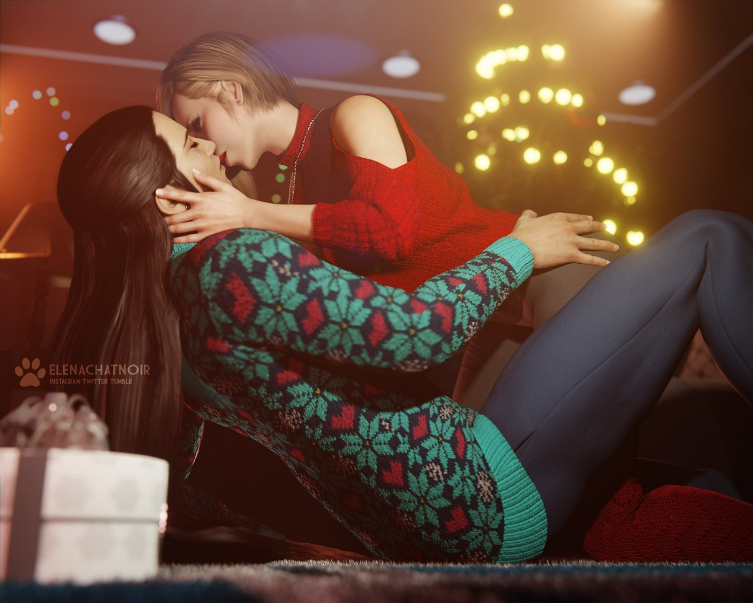 這姿勢誰頂得住呀！《最終幻想7》蒂法和愛麗絲3D美圖