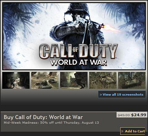 Steam最新半價商品——《決勝時刻5：戰爭世界》