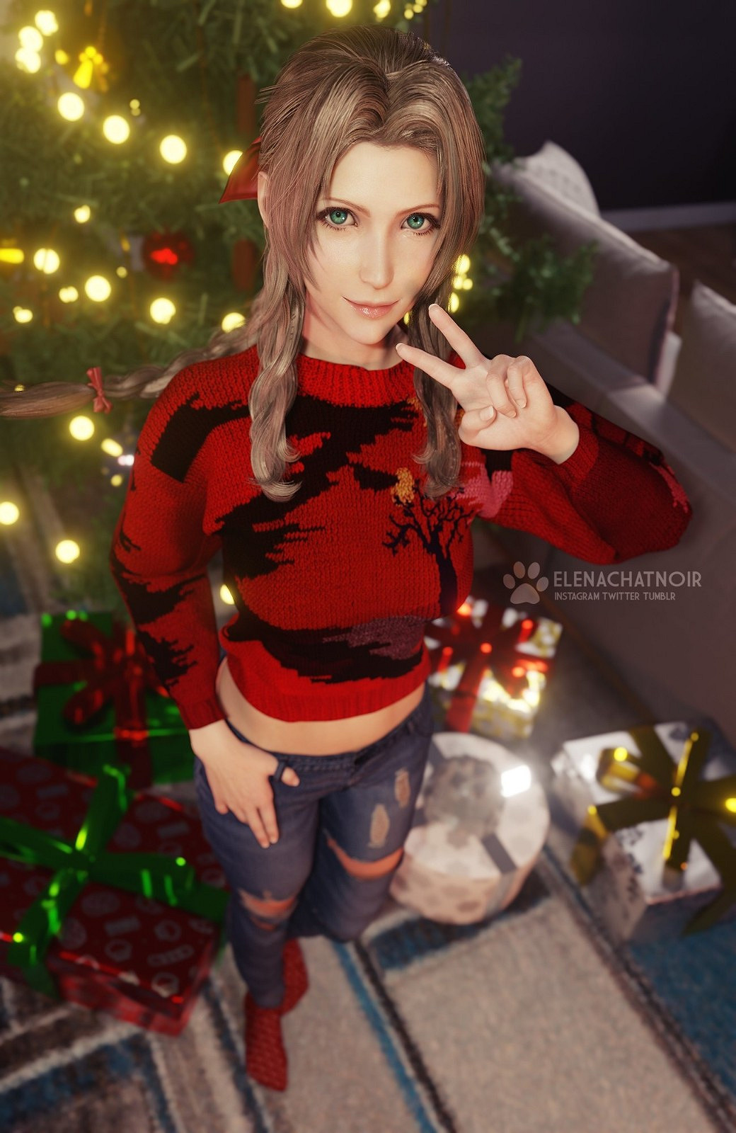 這姿勢誰頂得住呀！《最終幻想7》蒂法和愛麗絲3D美圖