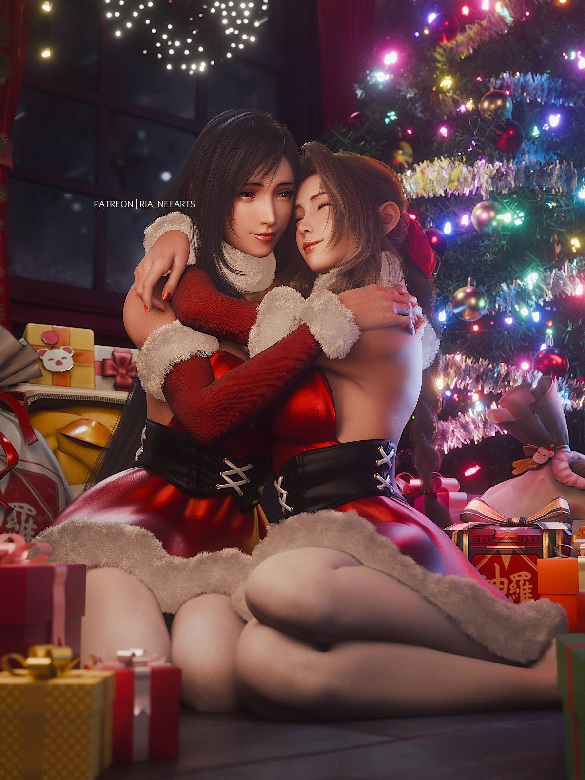 這姿勢誰頂得住呀！《最終幻想7》蒂法和愛麗絲3D美圖