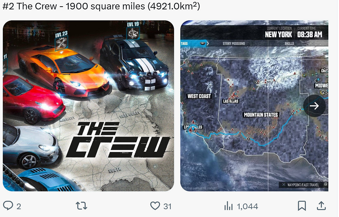 玩家統計地圖最大的遊戲 第一名著實給嚇到了 玩家統計地圖最大的遊戲 第一名著實給嚇到了