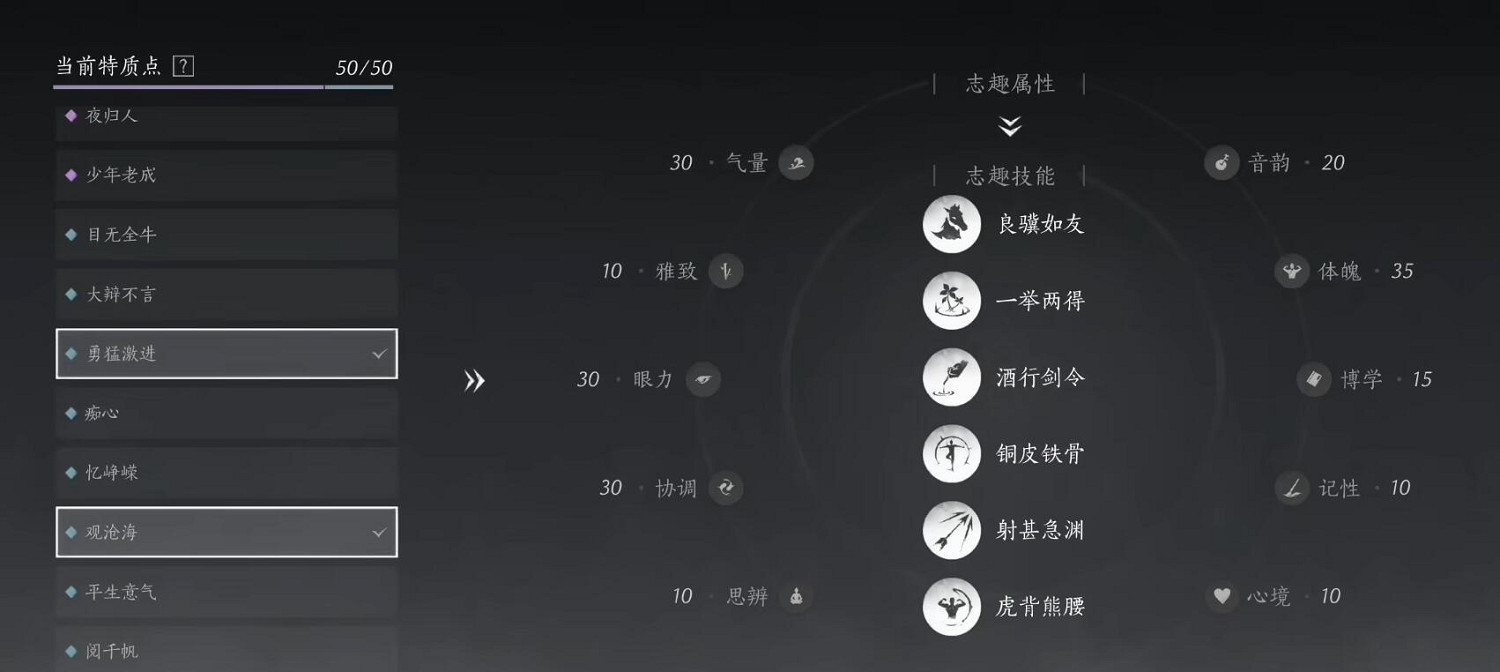 《燕雲十六聲》誌趣選擇推薦 《燕雲十六聲》誌趣選擇推薦