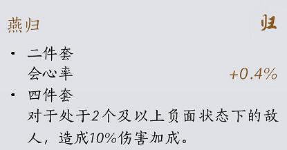 《燕雲十六聲》裝備套裝效果一覽