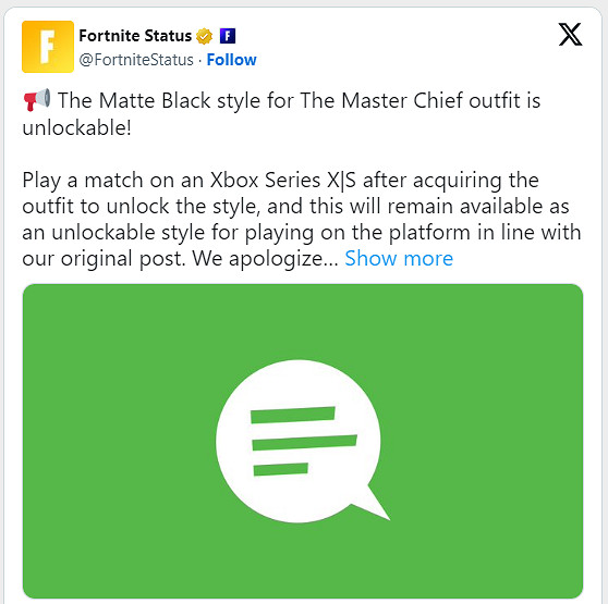 Epic澄清:Xbox玩家可以解鎖《堡壘之夜》士官長皮膚 Epic澄清:Xbox玩家可以解鎖《堡壘之夜》士官長皮膚