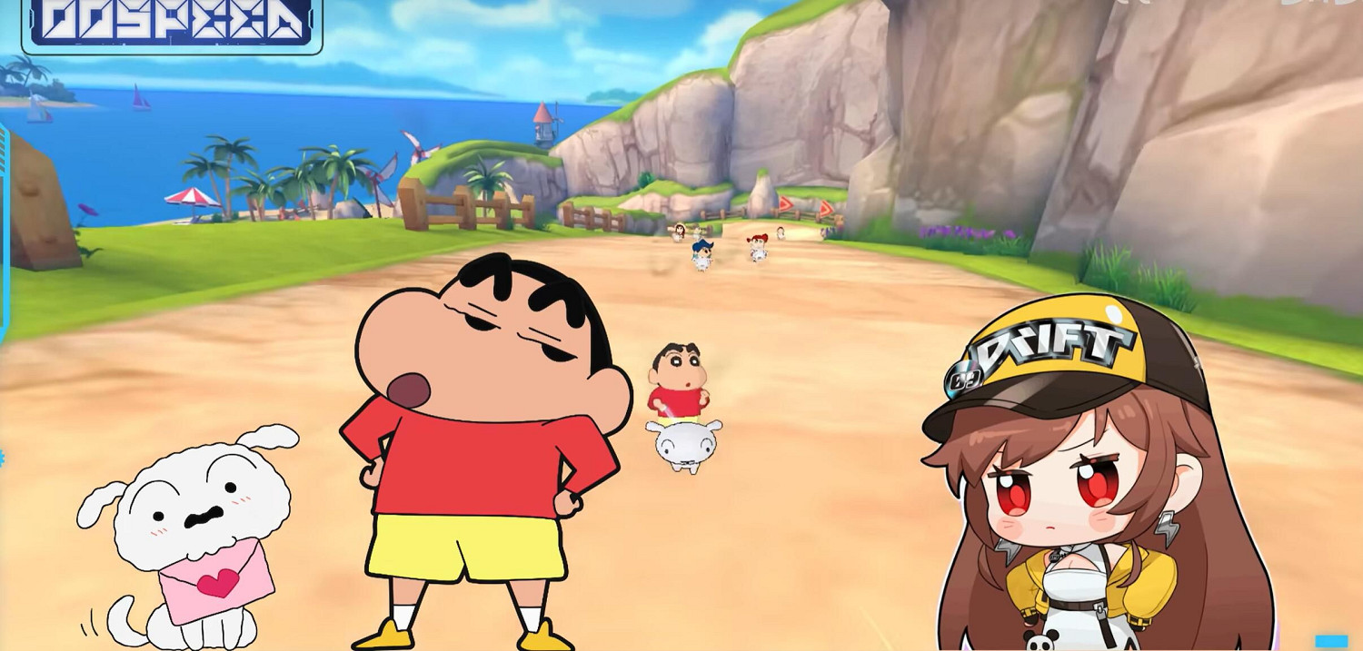 《QQ飛車手遊》連動《蠟筆小新》：拴著狗在賽場上奔跑