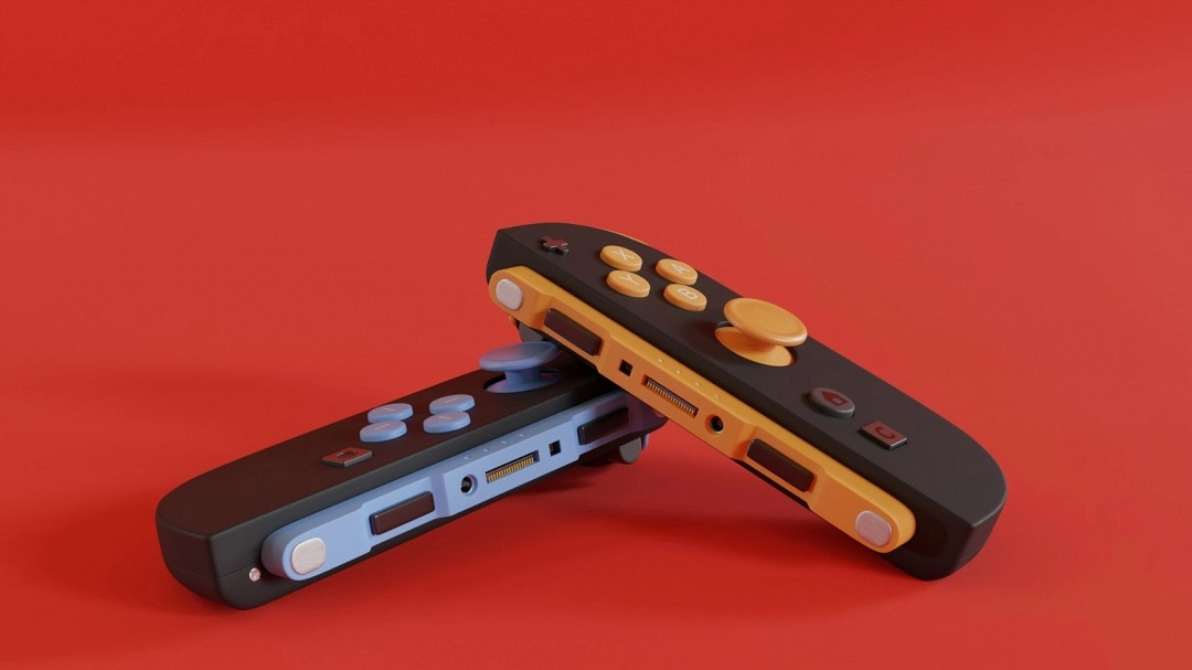 最新飯製任天堂Switch 2概念渲染圖 搖桿藍黃配色 最新飯製任天堂Switch 2概念渲染圖 搖桿藍黃配色