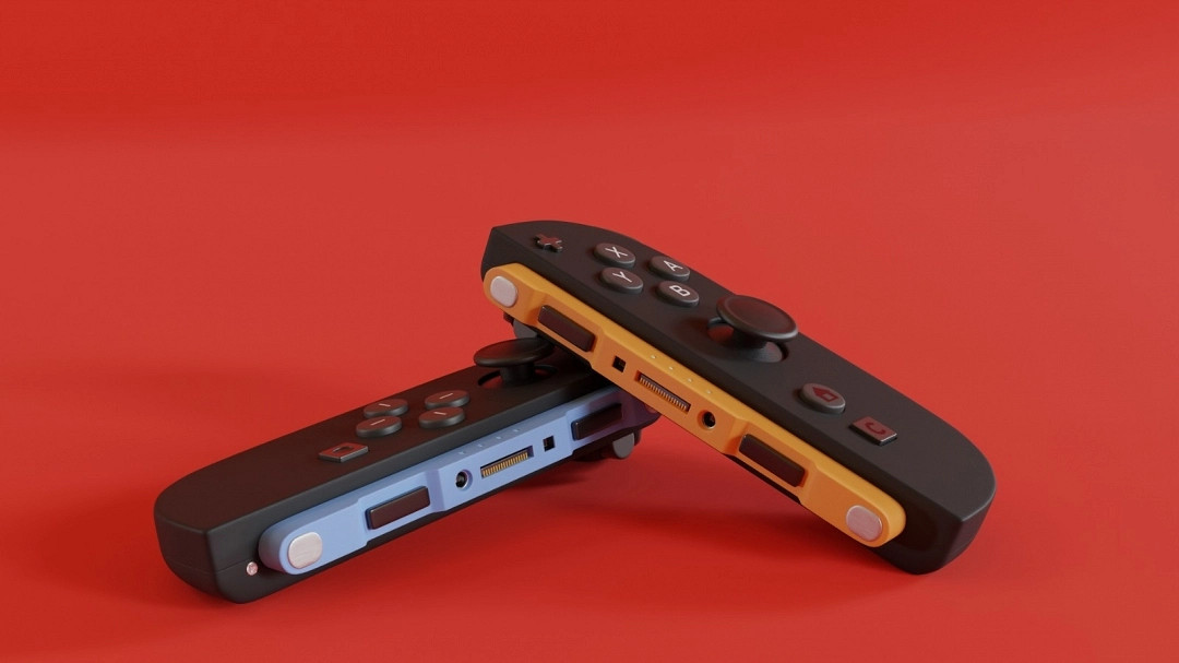 最新飯製任天堂Switch 2概念渲染圖 搖桿藍黃配色 最新飯製任天堂Switch 2概念渲染圖 搖桿藍黃配色