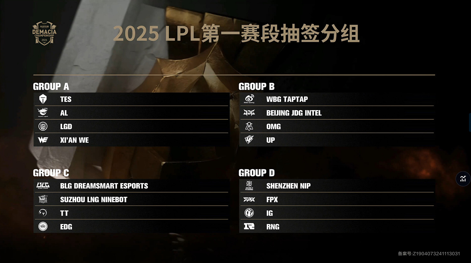 《英雄聯盟》2025LPL第一賽段抽簽分組結果 《英雄聯盟》2025LPL第一賽段抽簽分組結果