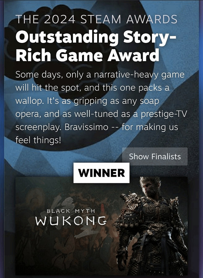 《黑神話》Steam大獎引爭議 外媒質疑其劇情獎合理性 《黑神話》Steam大獎引爭議 外媒質疑其劇情獎合理性