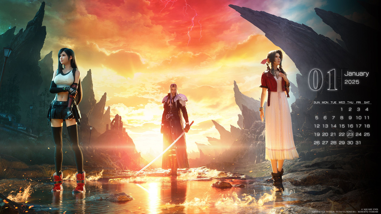 《FF7：重生》日曆壁紙 蒂法/愛麗絲/薩菲羅斯隨便選