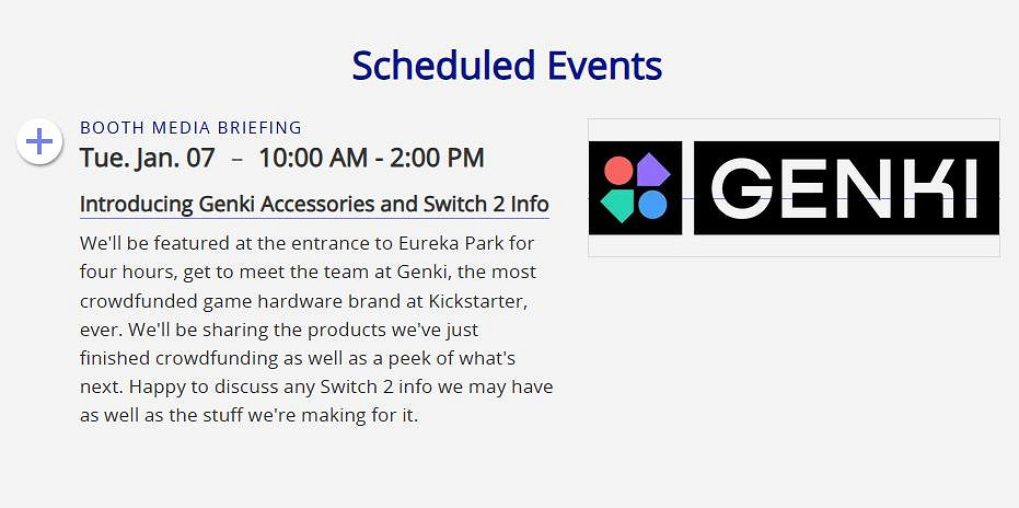 外設廠商Genki預告將在下周舉辦Switch 2相關活動