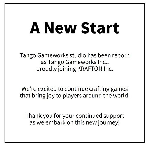 Tango Gameworks正式加入KRAFTON 開啟新篇章