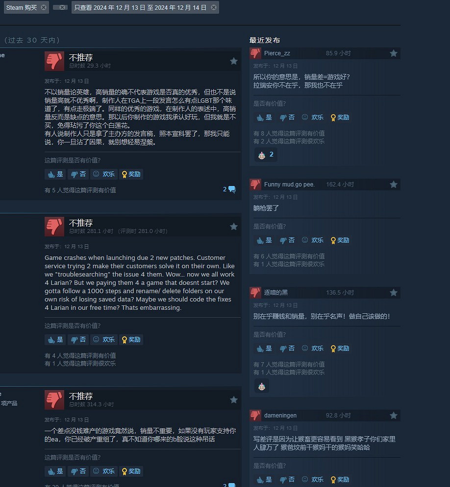 《黑神話》落選TGA年度遊戲後 《柏德之門3》遭玩家差評轟炸