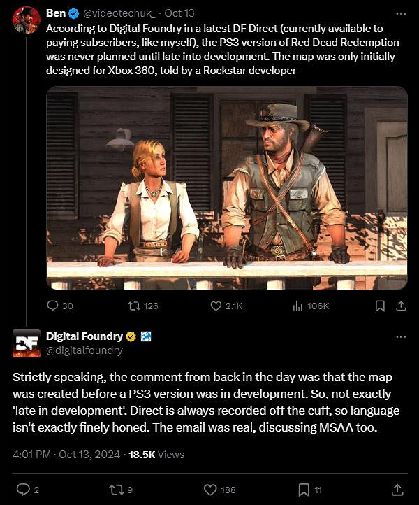 R星前技術總監透露《碧血狂殺:救贖》PS3版開發難度大 Xbox 360版本更容易 R星前技術總監透露《碧血狂殺:救贖》PS3版開發難度大 Xbox 360版本更容易