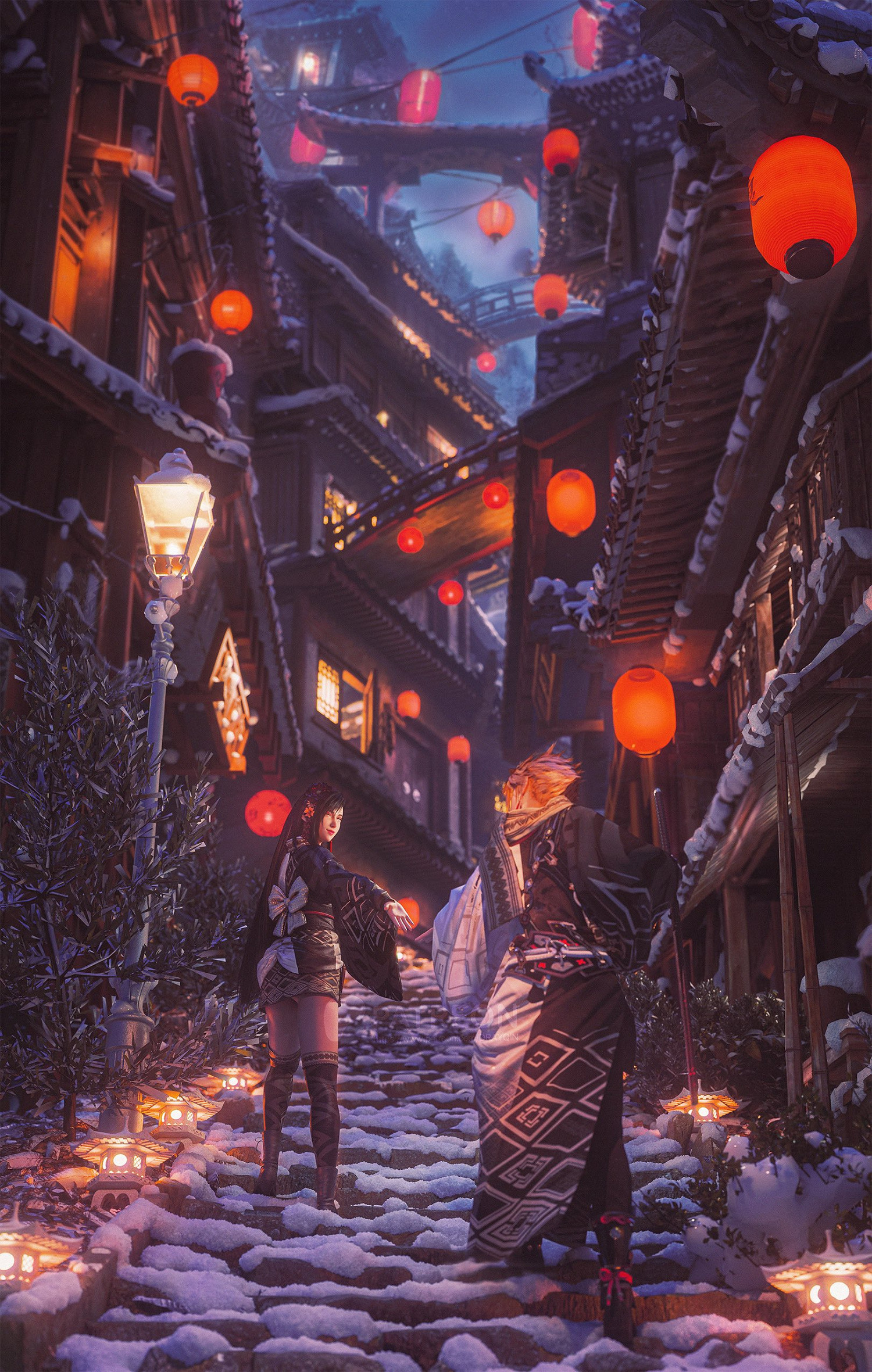 博主分享《FF7》克勞德和蒂法渲染圖：氛圍感拉滿！