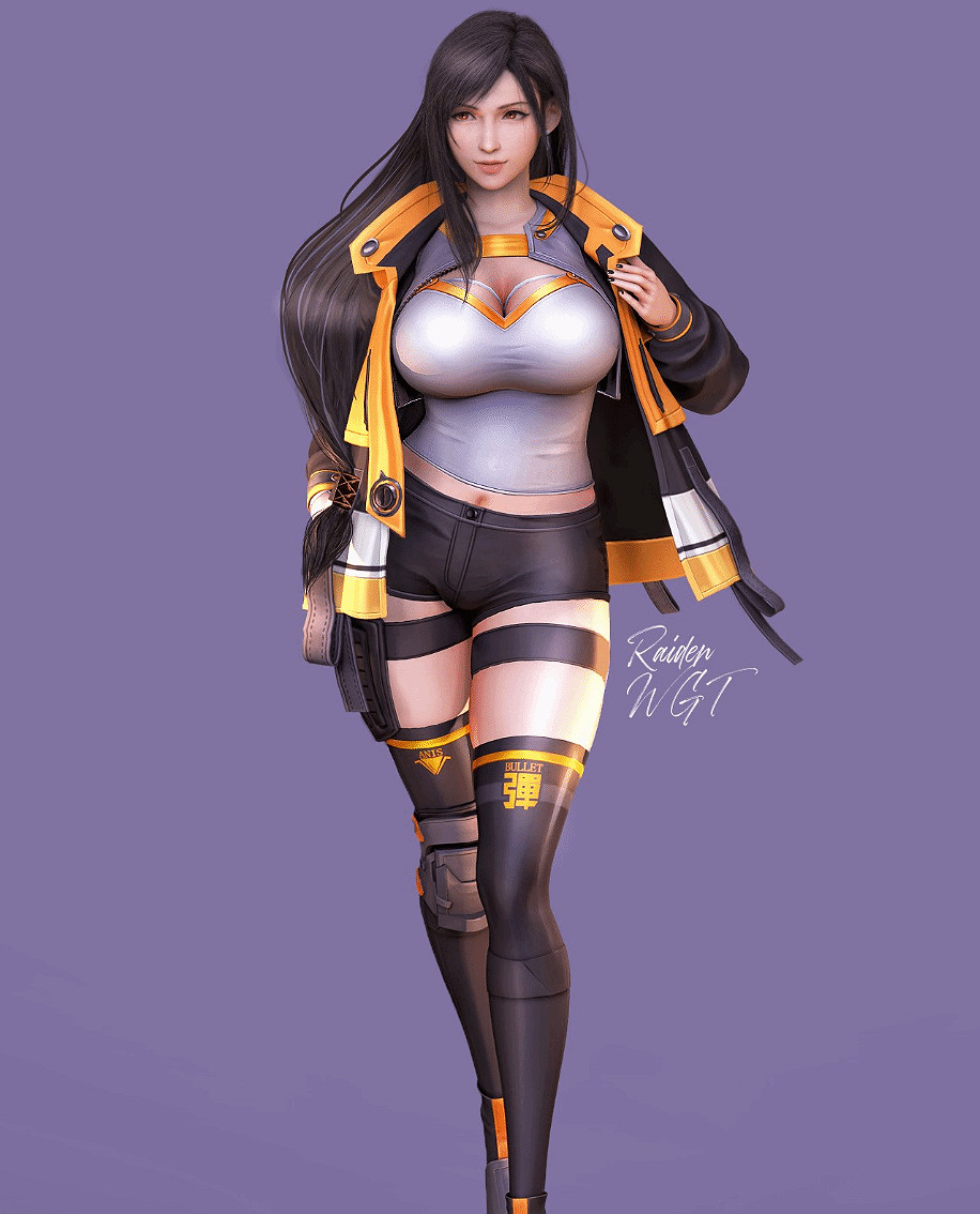 《最終幻想7》蒂法3D圖匯總：粉色皮衣盡顯完美身材！