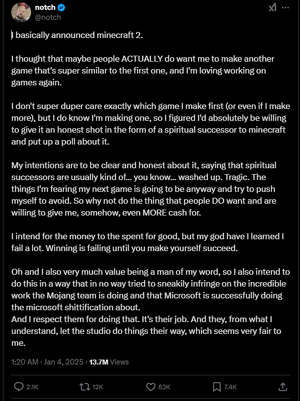 當個創世神麥塊主創宣布開發續作:基本上就是《Minecraft 2》 當個創世神麥塊主創宣布開發續作:基本上就是《Minecraft 2》