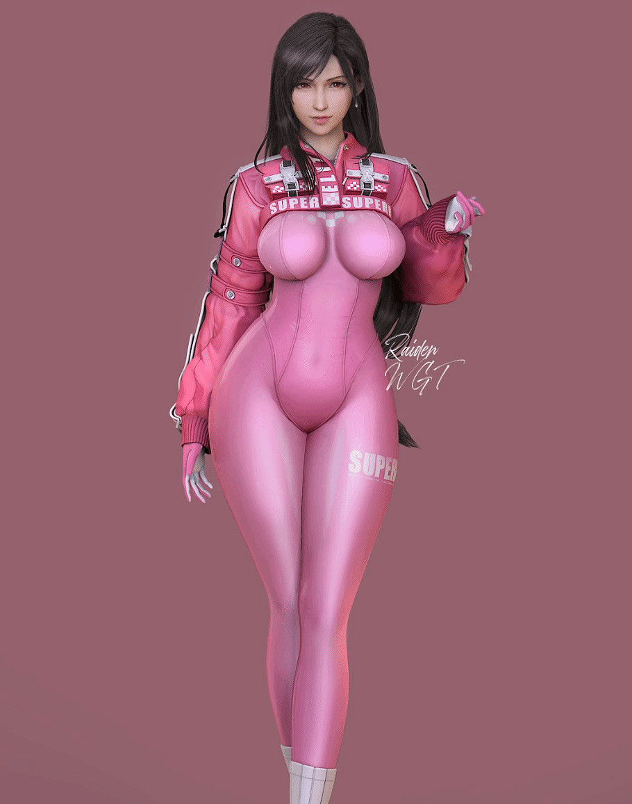 《最終幻想7》蒂法3D圖匯總：粉色皮衣盡顯完美身材！