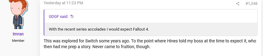 據報導B社曾試圖將《異塵餘生4》移植至Switch主機