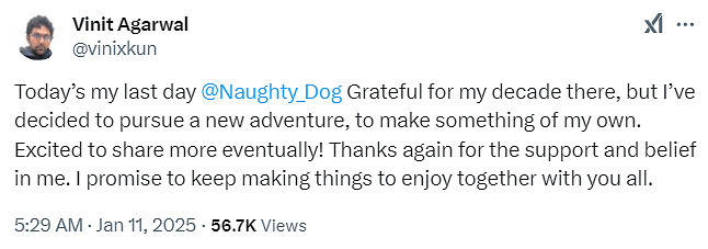 頑皮狗遊戲總監宣布離職 曾參與《秘境探險4》等開發 頑皮狗遊戲總監宣布離職 曾參與《秘境探險4》等開發