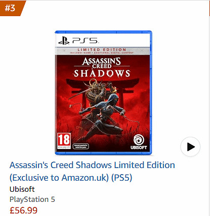 跳票仍熱情不減?《刺客教條:影》登實體暢銷榜第三 跳票仍熱情不減?《刺客教條:影》登實體暢銷榜第三