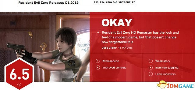 《惡靈古堡0:HD》IGN 6.5分 恐怖但老問題依舊 《惡靈古堡0:HD》IGN 6.5分 恐怖但老問題依舊